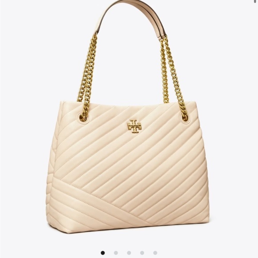 Tory Burch KIRA CHEVRON TOTE Quilted Shoulder Bag with Gold Chain